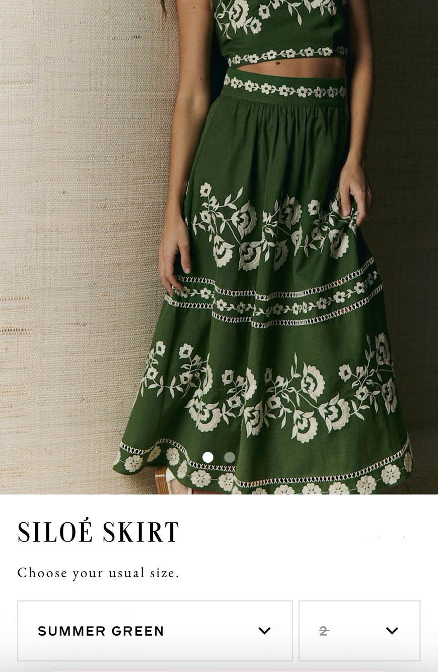Sezane Siloé Skirt Summer Green - Size 10